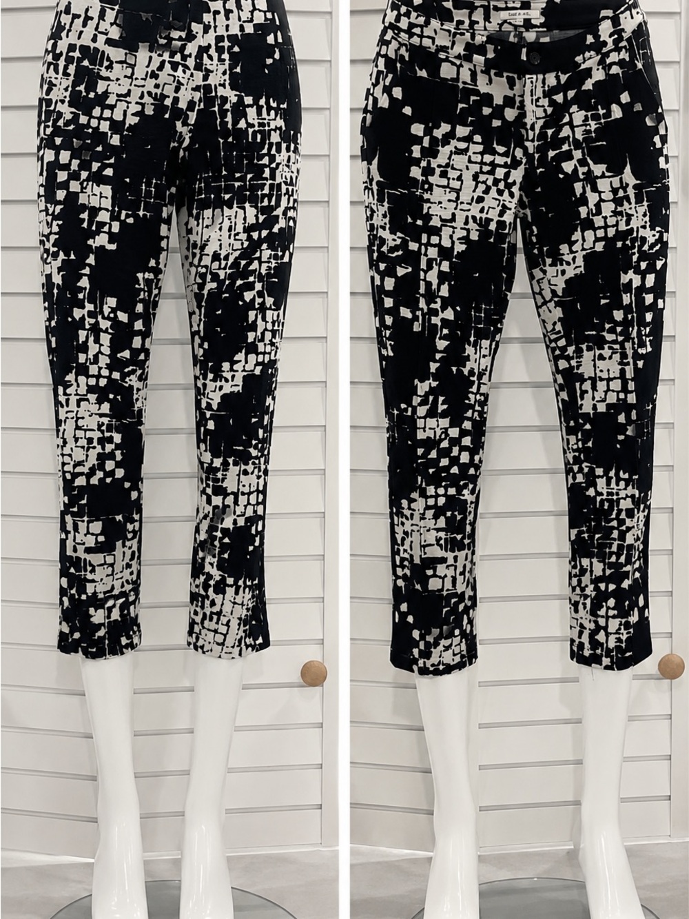 Black & White Abstract Print Cropped Capris